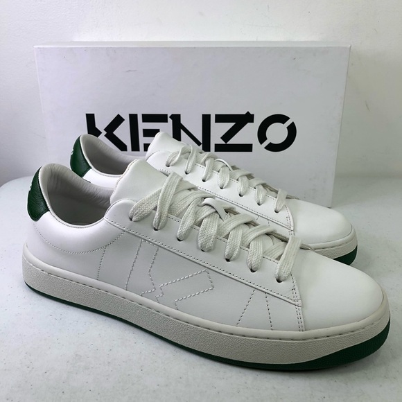 Kenzo Men’s Kourt K Logo Leather Bottle Green Sneakers $340 - Picture 1 of 9